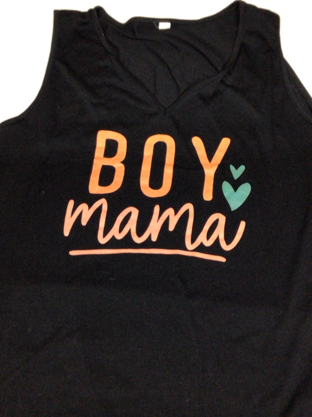 Source Unknown Black Tank Top with Coral and Teal Print